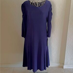 NWT Nina Leonard Royal Purple Midi A-line Dress